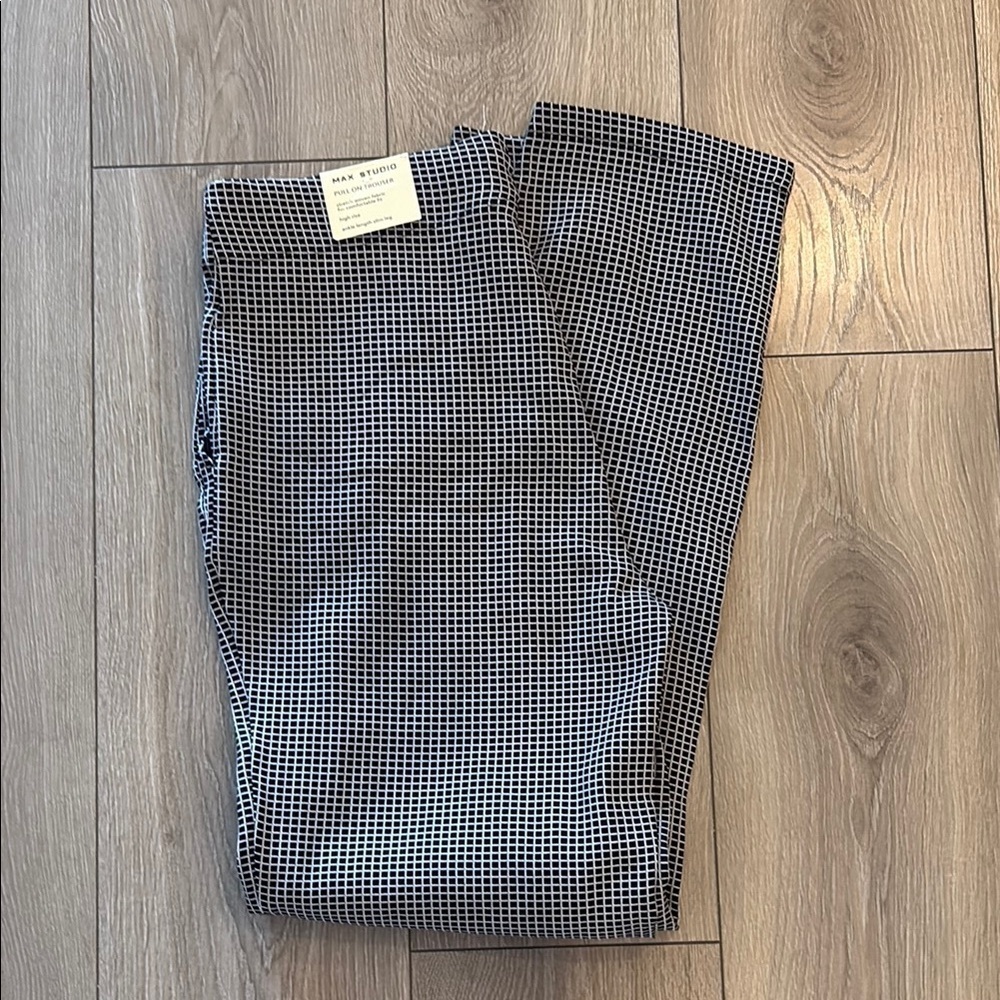 NWT MAX STUDIO CHECKERED HIGH RISE STRETCH TROUSER